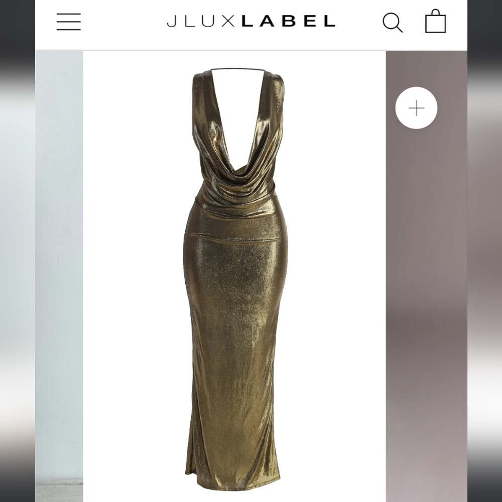 Jlux Gold Highlights Cowl Neck Maxi Dress